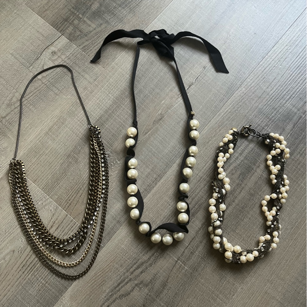 J.Crew Pearl and Metallic Necklaces - Price for full lot, make offer for singles